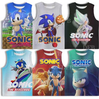 [3-12] เสื้อยืดลําลอง แขนสั้น คอกลม ลายการ์ตูนแอนิเมชั่น Sonic 3D เหมาะกับฤดูใบไม้ผลิ ฤดูร้อน สําหรับเด็กผู้ชาย ปาร์ตี้วันเกิด