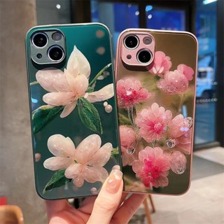 ใหม่ เคสโทรศัพท์มือถือแบบแก้ว คริสตัล ลายดอกไม้ 3D แฟชั่น สําหรับ Apple Iphone IP12 12Pro IP 12 Pro Max IP13 13Pro IP 13 Pro Max IP14 14 Plus IP 14 Pro Max