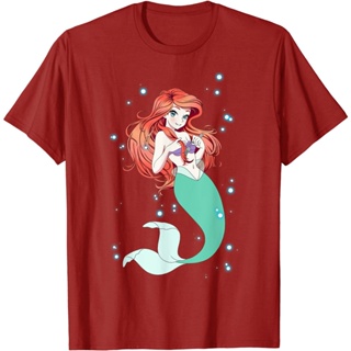 เสื้อยืดแขนสั้นเสื้อยืด พิมพ์ลายกราฟิก Disney Little Mermaid Ariel แฟชั่นสําหรับเด็กผู้ชาย และผู้หญิง อายุ 12 3 4 5 6 7