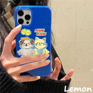 Lemon - เคสโทรศัพท์มือถือแบบนิ่ม ลายภาพวาดสีน้ํามัน รูปหมี สีน้ําเงินเข้ม สําหรับ 14pro 14promax 13 13pro 13promax 11 12 12pro 12promax XR XSMAX 7P 8P