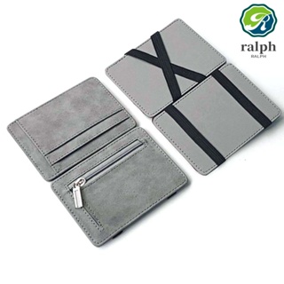 RALPH PU Leather Slim Wallet Multi Slot ID Card Holder Magic Money Clip Mini Zipper Bag Coin Purse Business Card Cover Card Case Coin Pocket Men Card Holder/Multicolor
