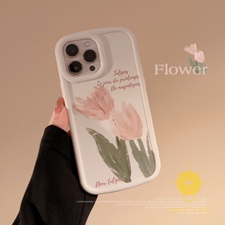 For เคสไอโฟน 14 Pro Max [Flower Tulip Airbag] เคส Phone Case For iPhone 14 Pro Max Plus 13 12 Mini 11 For เคสไอโฟน11 Ins Korean Style Retro Classic Couple Shockproof Protective TPU Cover Shell