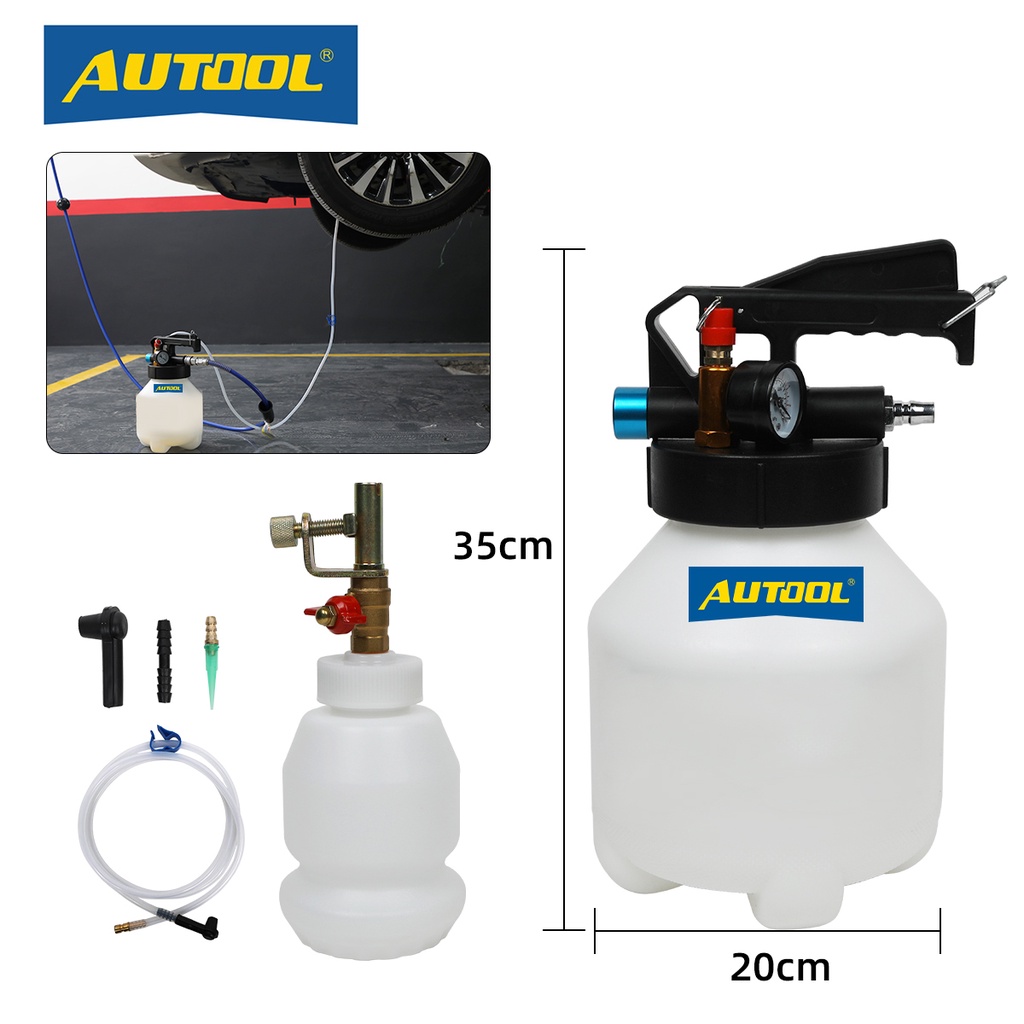 Autool ชุดปั๊มน้ํามันเบรกนิวเมติก 3 ลิตร สําหรับรถยนต์ รถบรรทุก &amp; เครื่องวัดความดัน