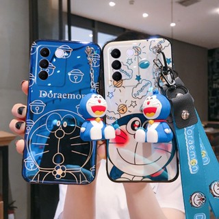 เคส Vivo V27 V27e V27 Pro 5G 2023 ลายการ์ตูนโดราเอมอนน่ารัก พร้อมสายคล้องคอ เคสนิ่ม Vivo V27 5G เคสพร้อมที่จับ