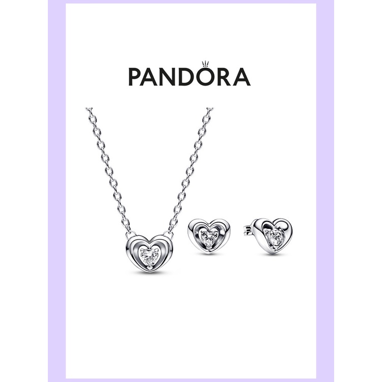 Pandora ชุดสร้อยคอเงิน 925 จี้รูปหัวใจ สําหรับของขวัญวันเทพธิดา