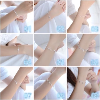 A HELLO GIRL สร้อยข้อมือเงิน S925 จี้รูปหัวใจ ดอกไม้ หลายชั้น เครื่องประดับแฟชั่น สําหรับผู้หญิง