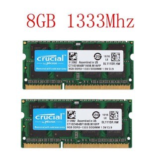 Crucial หน่วยความจําแล็ปท็อป โน้ตบุ๊ก 16GB 2x 8GB DDR3 1333MHz PC3-10600S SODIMM SDRAM