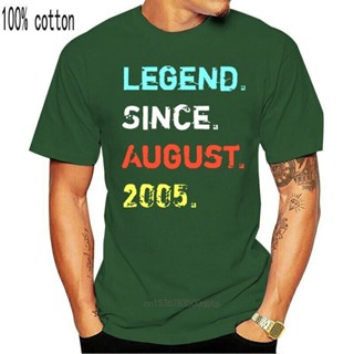 New fashion trend Cool Legend Since AugusT 2005 13 Years Old Birthday GifT Shirt Top Mens T-shirt เสื้อยืดคอกลม