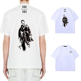 Yohji YAMAMOTO เสื้อยืดแขนสั้น พิมพ์ลายโลโก้ภาพวาดสีน้ํามัน สไตล์ญี่ปุ่น สําหรับผู้ชาย