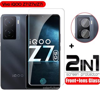 2 in 1 ฟิล์มกระจกนิรภัยกันรอยหน้าจอ แบบใส ป้องกันเลนส์กล้อง ด้านหลัง สําหรับ Vivo iQOO Z7 Z7x Z7i Z5 Z5X Z 7 7X 7i iQOOZ7 iQOOZ7x