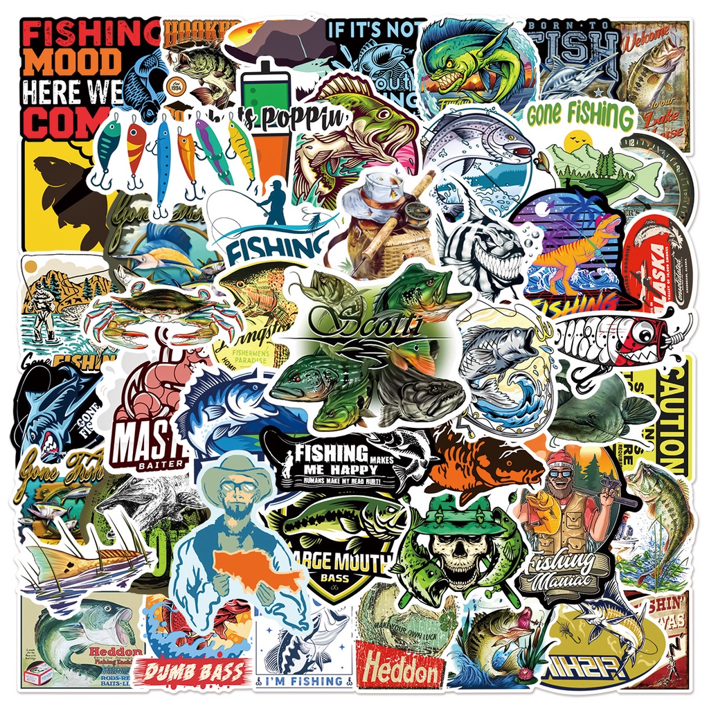 สติกเกอร์ ลายศิลปะตกปลากลางแจ้ง 01 สติกเกอร์แฟชั่น กันน้ํา DIY 50 ชิ้น/เซต