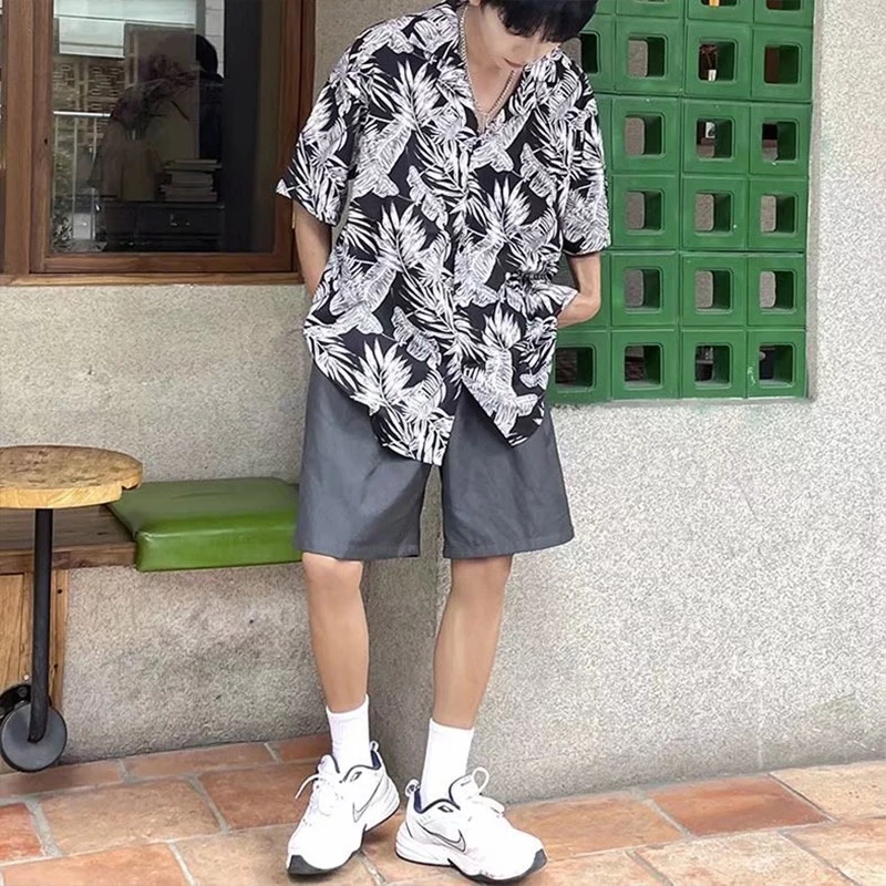 EHeach เสื้อเชิ้ตฮาวายลายดอกไม้แขนสั้นผู้ชาย thumbnail 9