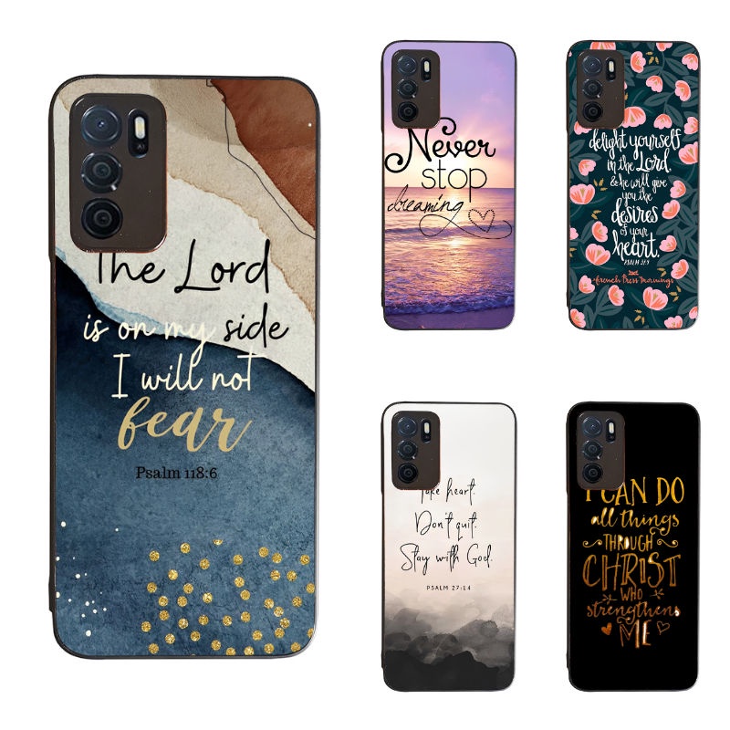 สําหรับ OPPO A16 Bible Verse 2 เคสโทรศัพท์ฝาครอบป้องกันสีดํา