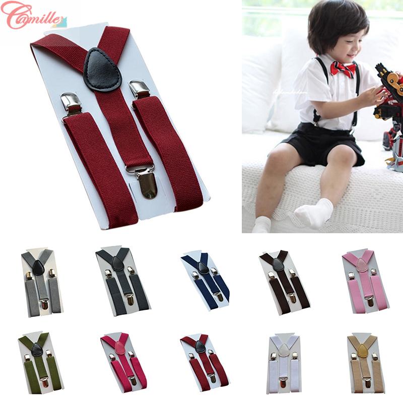 【CAMILLES】Suspenders 11 Colors Baby Kids Boy Nylon 1-10YRS Trousers Elastic Strap 2.5*65cm Strong Fashion【Mensfashion】
