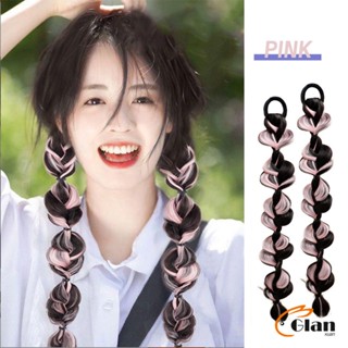 Glanxuan แฮร์พีชผมเปีย แบบไฮไลท์ วิกผมเปีย ไหมนิ่มแบบยางรัด Hair Wigs