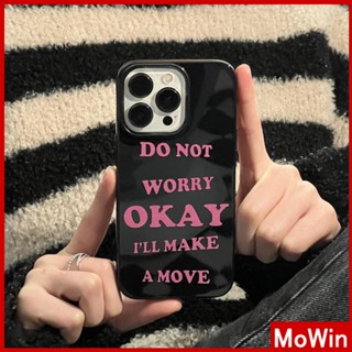 Mowin - เข้ากันได้สำหรับ เคสไอโฟน เคสไอโฟน11 เคส iphone 11 สำหรับ iPhone 14 Pro Max เคส iPhone สีดำเงา TPU เคสอ่อนกันกระแทกป้องกันกล้อง สโลแกนสีชมพูง่ายๆ ใช้ได้กับ iPhone 13 Pro max 12 Pro Max 11 xr xs max 7Plus 8Plus