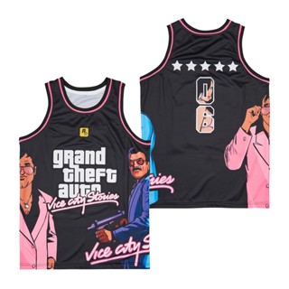 เสื้อกีฬาบาสเก็ตบอล GTA VICE CITY 6 Five Stars คุณภาพสูง สีดํา สีฟ้า 2023