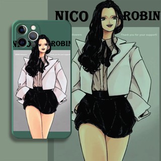 [Aimeidai] เคสโทรศัพท์มือถือ ซิลิโคน กันกระแทก ลายอนิเมะ One Piece Nico Robin สําหรับ iPhone 13 12 11 Series