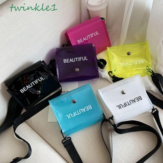 Twinkle1 กระเป๋าเครื่องสําอาง กระเป๋าสะพายไหล่ PVC แบบใส สีเจลลี่