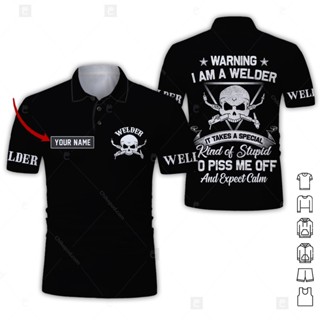 เสื้อโปโล พิมพ์ลาย Love Welder 3D HK318 3D ระบายอากาศ สวมใส่สบาย