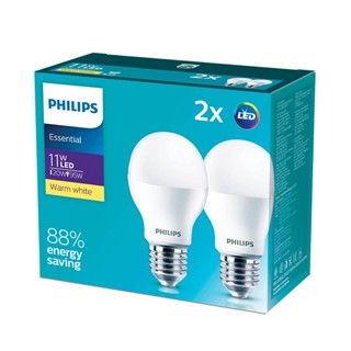 หลอดไฟ Philips หลอดไฟ LED Essential Bulb 11 วัตต์ ขั้ว E27 (แพ็กคู่)