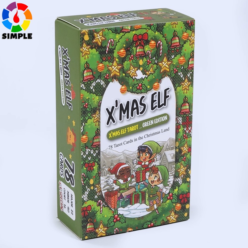 78pcs X'mas Elf Tarot Green Edition by Mate Horonumber Xmas elf in the Christmas land Tarot Cards For Beginners follow the RWS