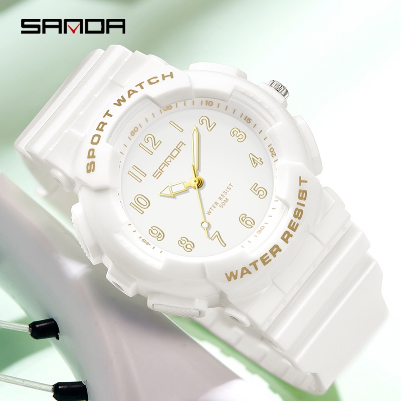 Sanda Youth นาฬิกาข้อมือควอตซ์แฟชั่น กันน้ํา มีปฏิทินเรืองแสง แนวสปอร์ต เรียบง่าย SD6094-9