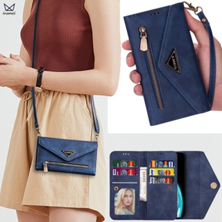 เคสหนัง พร้อมสายคล้อง และกระเป๋าสตางค์ สําหรับ Samsung Galaxy Note 20 Ultra Note 10 Plus A33 A53