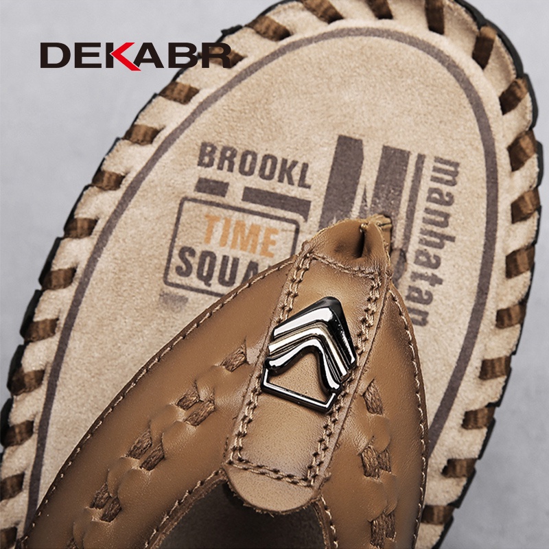 Dekabr รองเท้าแตะลําลอง หนังวัวแท้ หรูหรา เหมาะกับใส่ในบ้าน และนอกบ้าน แฟชั่นสําหรับผู้ชาย