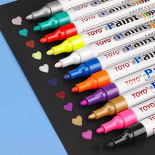 ปากกาเขียนยาง TOYO Paint Pen โตโย MARKER ปากกามาร์กเกอร์ ปากกา 11 สีกันน้ำและซีดจาง ปากกา​อเนกประสงค์