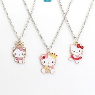 SANRIO Kawaii สร้อยคอโซ่ โลหะผสม จี้รูป Hello Kitty สําหรับเด็กผู้หญิง [ZK]