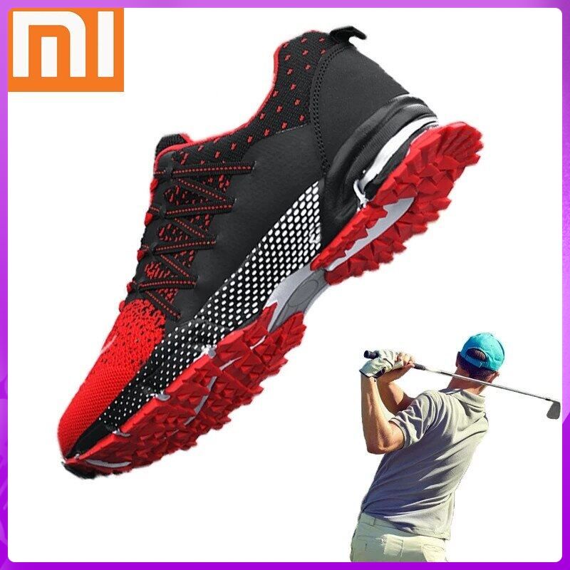 New Xiaomi Breathable Golf Shoes Men Red Black Outdoor Light Weight Quality Golf Sneakers Men Comfortable Walking Gym Sneakers