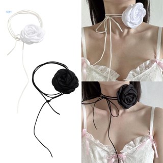 NERV Rose Flower Collor Chain Handmade Choker Necklace Fashion Romantic Flower Choker