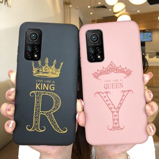 เคสโทรศัพท์มือถือ ซิลิโคนนิ่ม บางมาก ลายตัวอักษรมงกุฎ สีดํา ชมพู หรูหรา สําหรับ Xiaomi Mi 10T Pro 5G 10 T 5G 10 T Pro 5G