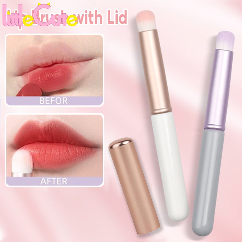 [Featured] แปรงแต่งหน้า หัวกลม แบบพกพา พร้อมฝาครอบ สําหรับลงคอนซีลเลอร์ ลิปสติก ลงเครื่องสําอาง