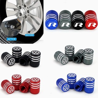 【พร้อมส่ง】ฝาครอบวาล์วล้อรถยนต์ ด้านนอก อัลลอย สําหรับ VW Rline Passat Polo Tiguan Golf Scirocco Santana Touran Magotan 4 ชิ้น ต่อชุด