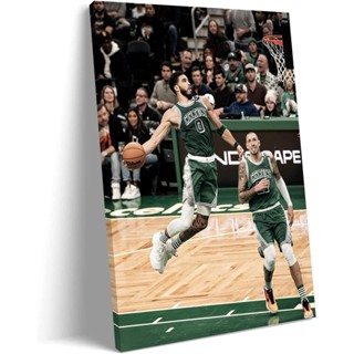 โปสเตอร์ผ้าใบ พิมพ์ลาย Jayson Tatum Boston สําหรับตกแต่งผนัง