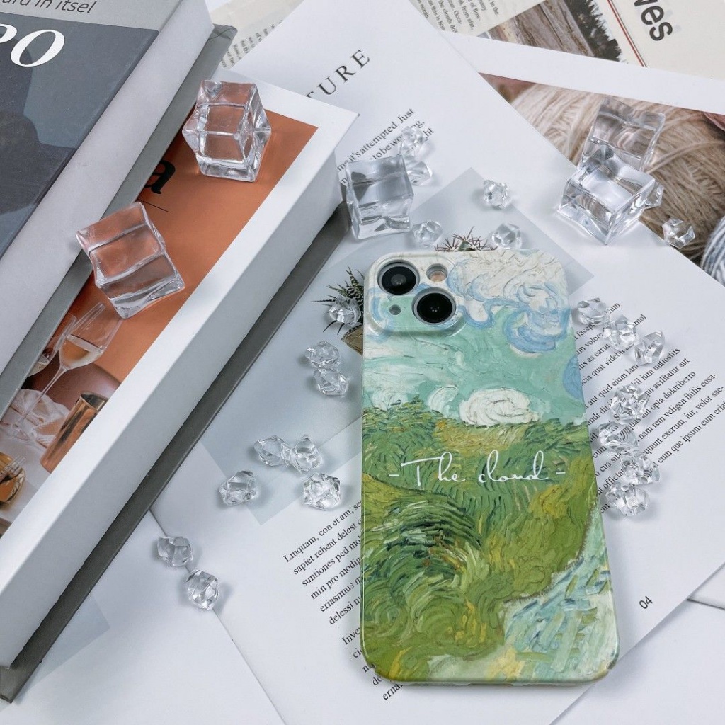 🔥เคสโทรศัพท์มือถือแบบแข็ง ลาย Van Gogh สีเขียววาว สําหรับ Iphone 14Plus 14 14pro Pro Max 14 L14Pro 14 Pro 11 11 AJHC
