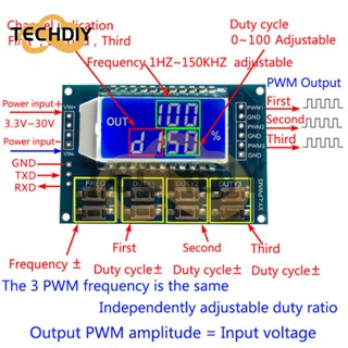 โมดูลเครื่องกําเนิดสัญญาณดิจิทัล คลื่นสี่เหลี่ยม คลื่นความถี่ PWM 1Hz-150Khz 3 ช่องทาง หน้าจอ LCD ปรับได้