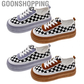 Goonshopping Women Plimsolls  Plaid Women Canvas Shoes Breathable Rubber Sole Low Cut  for Party