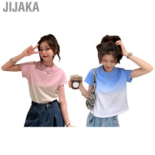 Jijaka Women Round Neck T Shirt  Short Sleeved Polyester Fiber Crewneck T Shirt Soft Comfortable  for Working