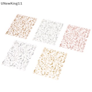 Unewking สติกเกอร์เลเซอร์ออโรร่า 3D สีทอง สีเงิน สําหรับติดตกแต่งเล็บ 6 ชิ้น ต่อชุด