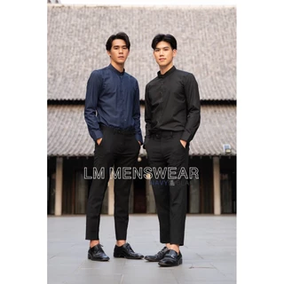 เสื้อเชิ้ตคุณภาพ คอจีน สีฟ้า(Sky Blue) สีฟ้าเข้ม(Royal Blue) สีกรม(Navy) สีดำ(Black)