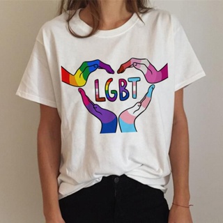 [S-5XL][100% Cotton] เสื้อยืด พิมพ์ลายกราฟฟิค Lgbt Gay Pride Lesbian สีรุ้ง สําหรับผู้หญิง