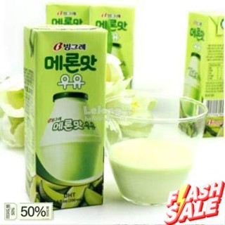 ส่งจากไทย&gt;&gt; bingrae melon flavor milk นมเมล่อนเกาหลี 200g.  อาหารเกาหลี ซอสเกาหลี ขนมเกาหลี