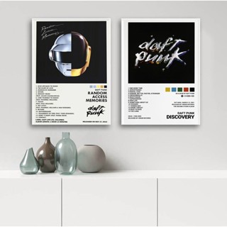 ใหม่ โปสเตอร์ภาพวาดผ้าใบ รูปอัลบั้มเพลง Daft Punk สําหรับตกแต่งบ้าน ห้อง ของขวัญ