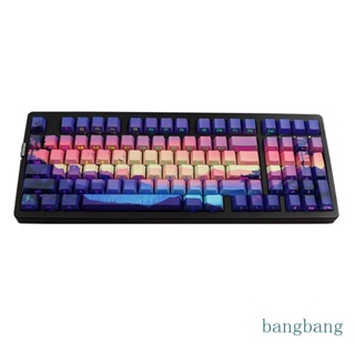 Bang ชุดปุ่มกดคีย์บอร์ด 124 คีย์ สีม่วง ลายเชอร์รี่ MX มีไฟแบ็คไลท์ด้านข้าง