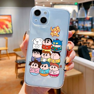 เคสโทรศัพท์มือถือแบบนิ่ม TPU ใส กันกระแทก ลายการ์ตูนชินจัง สําหรับ IPhone 11 14 13 12 Pro XS Max X XR 7 8 6 6S Plus