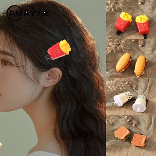 Awaytr กิ๊บติดผม รูปแฮมเบอร์เกอร์ ชานม ทรงกลม ขนาดเล็ก 5 ซม. เครื่องประดับ สําหรับผู้หญิง
