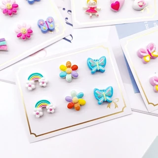 ต่างหูเด็ก เซต 3 คู่ แบบแม่เหล็กหนีบ ลายน่ารัก พร้อมส่งจากไทย